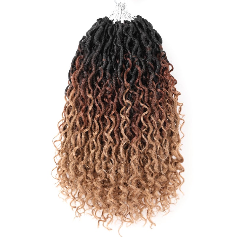 Aipin Goddess Locs Crochet Hair 14 Inch Boho River Locs Hippie Wavy Crochet With Curly Hair In Middle And Ends Braids Hair Extensions 7Packs14 inch 3T1B3027